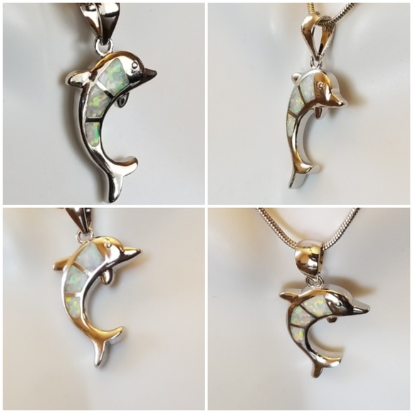 Genuine Australian Fire Opal Dolphon Pendant - Picture 2 of 4